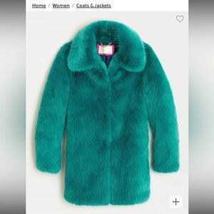 Jcrew collection NTW blue/green faux fur coat